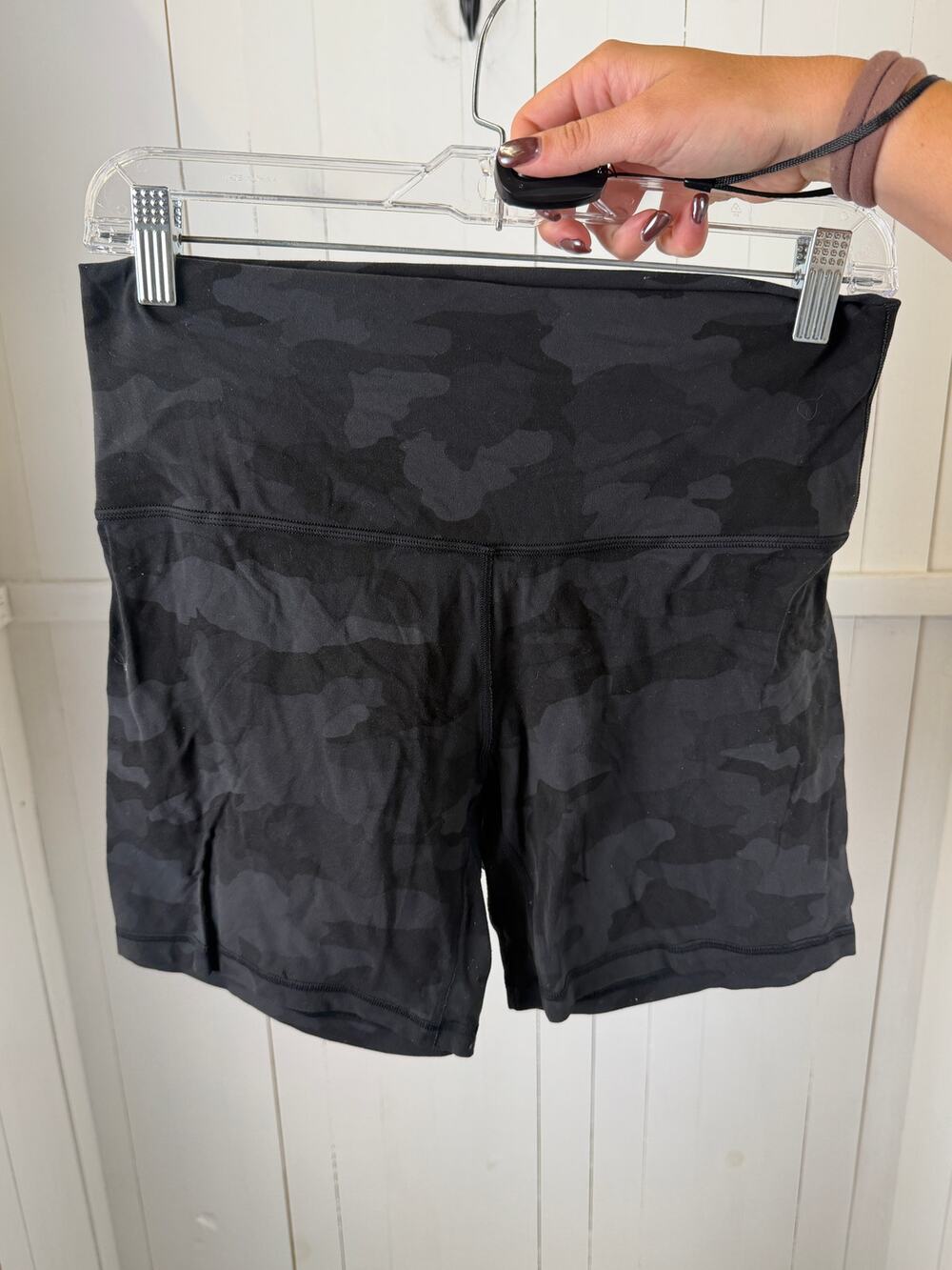 Lululemon Biker Shorts Black Gray Size 10 Nylon Excellent